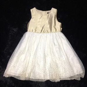 Girls Size 7 George Dress Gold and White